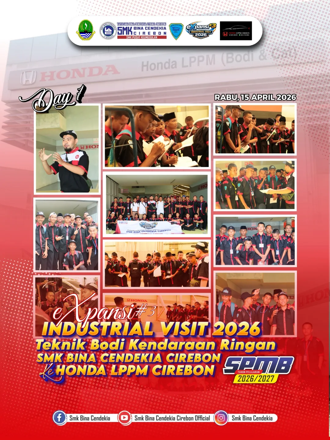eXpansi #3 Industrial Visit 2026: Siswa Teknik Bodi Kendaraan Ringan SMK Bina Cendekia Eksplorasi Industri di Honda LPPM Cirebon