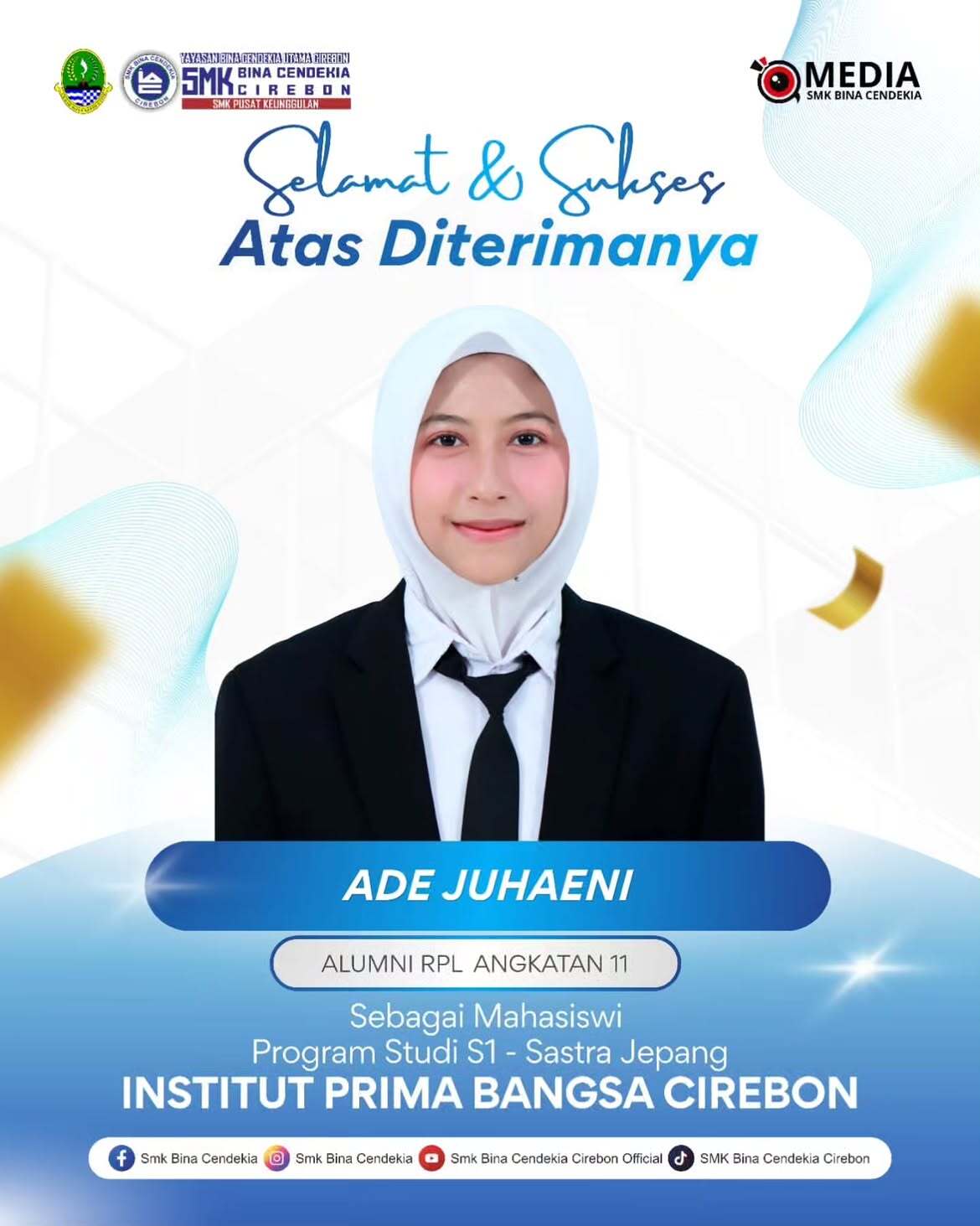 Selamat & Sukses! Siswi dan Alumni SMK Bina Cendekia Cirebon Lolos Seleksi Masuk Perguruan Tinggi