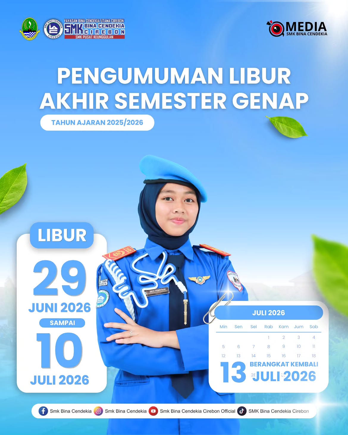 Pengumuman Resmi: Jadwal Libur Akhir Semester Genap Tahun Ajaran 2025/2026 SMK Bina Cendekia Cirebon